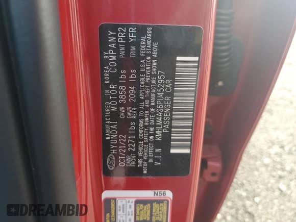 2023 Hyundai Elantra SEL с VIN KMHLM4AG6PU452957, выставлен на аукционе Copart как лот 68161395 с пробегом 18 871 миль миль и Списание • Salvage title. История ставок и продаж доступна на DreamBid. Изображение 12.