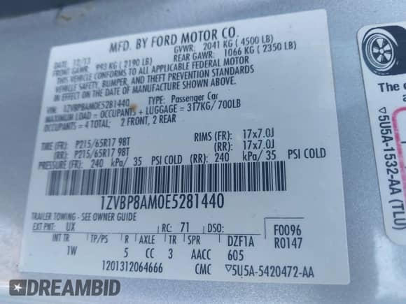 2014 Ford Mustang V6 с VIN 1ZVBP8AM0E5281440, выставлен на аукционе IAAI как лот 43317300 с пробегом 97 753 миль миль и . История ставок и продаж доступна на DreamBid. Изображение 9.