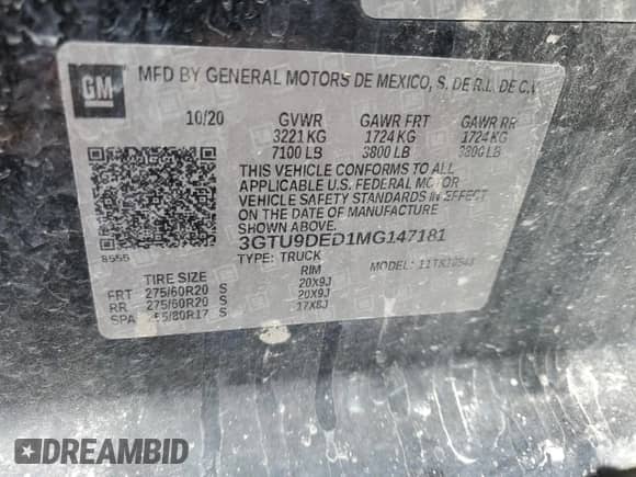 2021 GMC Sierra 1500 SLT с VIN 3GTU9DED1MG147181, выставлен на аукционе Copart как лот 71183065 с пробегом 115 293 миль миль и Списание • Salvage title. История ставок и продаж доступна на DreamBid. Изображение 12.