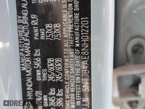 2022 Hyundai Santa Cruz SEL с VIN 5NTJB4AE8NH012201, выставлен на аукционе Copart как лот 80542694 с пробегом 42 020 миль миль и Списание • Salvage title. История ставок и продаж доступна на DreamBid. Изображение 12.