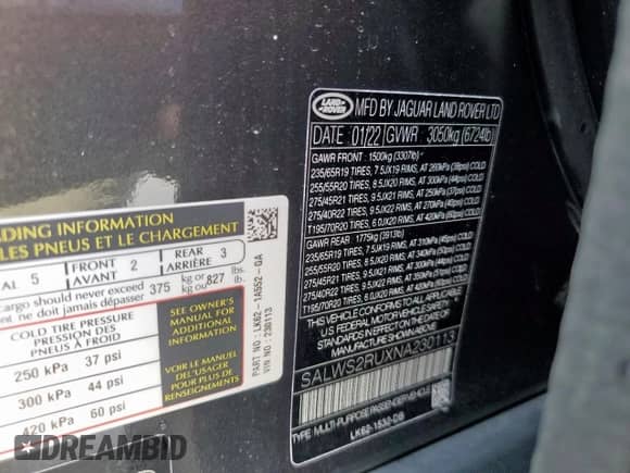 2022 Land Rover Range Rover Sport HST с VIN SALWS2RUXNA230113, выставлен на аукционе Copart как лот 72081515 с пробегом 14 453 миль миль и Списание • Salvage title. История ставок и продаж доступна на DreamBid. Изображение 13.