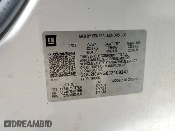 2018 Chevrolet Silverado 2500HD LT with VIN 1GC2KVEG8JZ108241, listed as a Copart auction lot 54170575 with 145,604 mi miles and Salvage title. Bid and sale history available at DreamBid. Image 12.