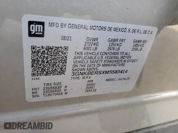 2021 Chevrolet Blazer RS с VIN 3GNKBERSXMS583414, выставлен на аукционе Copart как лот 84369575 с пробегом 88 999 миль миль и Списание • Salvage title. История ставок и продаж доступна на DreamBid. Изображение 14.