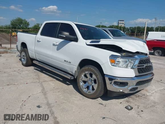 2022 Ram 1500 Big Horn with VIN 1C6RRFMG2NN430198, listed as a IAAI auction lot 41944132 with 54,479 mi miles and . Bid and sale history available at DreamBid. Image 1.