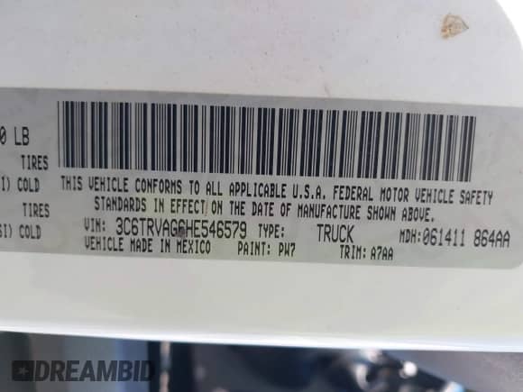 2017 Ram ProMaster Cargo с VIN 3C6TRVAG6HE546579, выставлен на аукционе IAAI как лот 43147189 с пробегом 276 801 миль миль и . История ставок и продаж доступна на DreamBid. Изображение 9.