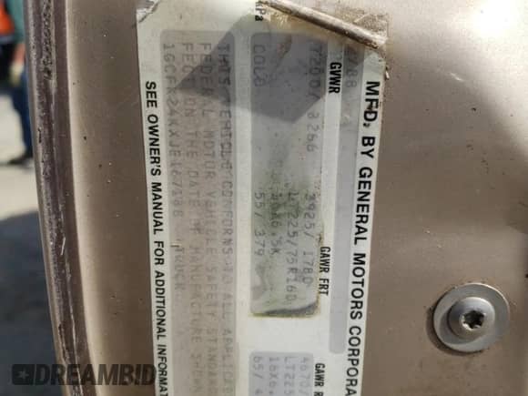 1988 Chevrolet Silverado 2500 with VIN 1GCFK24KXJE167188, listed as a Copart auction lot 47098455 with 350,419 mi miles and Salvage title. Bid and sale history available at DreamBid. Image 12.