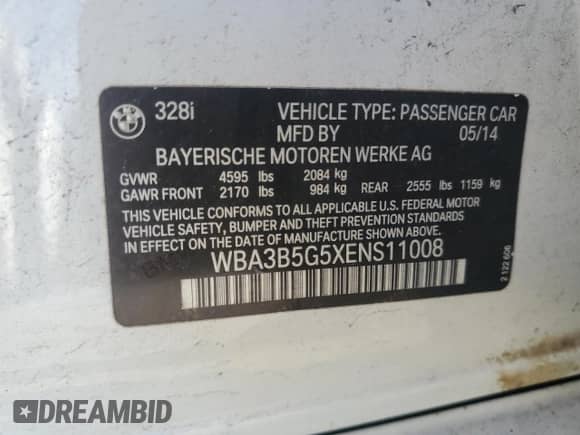 2014 BMW 3 Series 328i xDrive с VIN WBA3B5G5XENS11008, выставлен на аукционе Copart как лот 81551725 с пробегом 219 678 миль миль и Чистый • Clean title. История ставок и продаж доступна на DreamBid. Изображение 12.