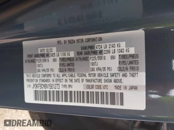 2022 Mazda CX-5 S Preferred z VIN JM3KFBCM8N1581273, wystawiony jako IAAI lot #42568772 z przebiegiem 23 557 mil mil oraz . Historia ofert i sprzedaży dostępna na DreamBid. Obrazek 9.
