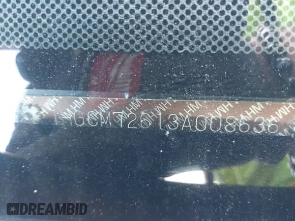 2003 Honda Accord EX with VIN 1HGCM72613A008636, listed as a IAAI auction lot 42764090 with 154,339 mi miles and . Bid and sale history available at DreamBid. Image 12.