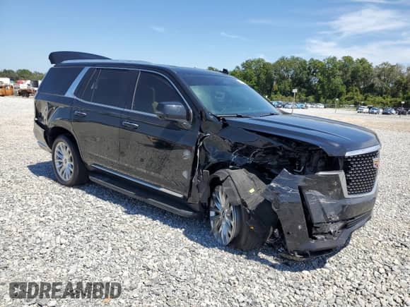 2024 Cadillac Escalade RWD Premium Luxury with VIN 1GYS3BKL0RR266043, listed as a Copart auction lot 80028285 with 29,851 mi miles and Salvage title. Bid and sale history available at DreamBid. Image 4.