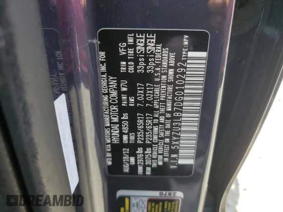 2013 Hyundai Santa Fe Sport с VIN 5XYZU3LB7DG010292, выставлен на аукционе Copart как лот 68662875 с пробегом 136 106 миль миль и Списание • Salvage title. История ставок и продаж доступна на DreamBid. Изображение 13.