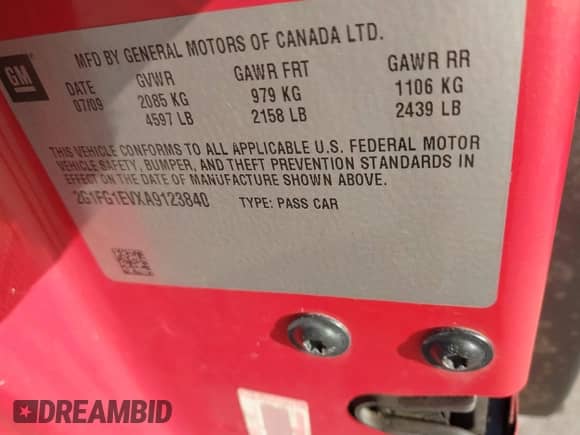 2010 Chevrolet Camaro 2LT with VIN 2G1FG1EVXA9123840, listed as a IAAI auction lot 43178742 with 220,714 mi miles and . Bid and sale history available at DreamBid. Image 9.