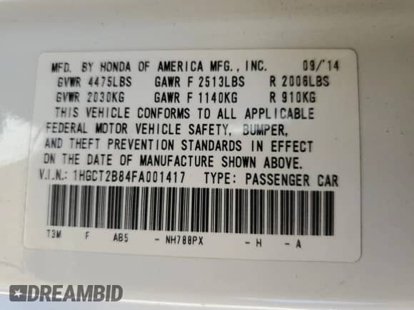 2015 Honda Accord EX-L z VIN 1HGCT2B84FA001417, wystawiony jako Copart lot #89668165 z przebiegiem 216 985 mil mil oraz Szkoda całkowita • Salvage title. Historia ofert i sprzedaży dostępna na DreamBid. Obrazek 12.