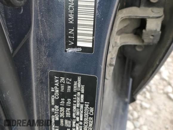 2009 Hyundai Accent Auto GLS с VIN KMHCN46C69U303941, выставлен на аукционе Copart как лот 43944635 с пробегом 130 738 миль миль и Списание • Salvage title. История ставок и продаж доступна на DreamBid. Изображение 12.