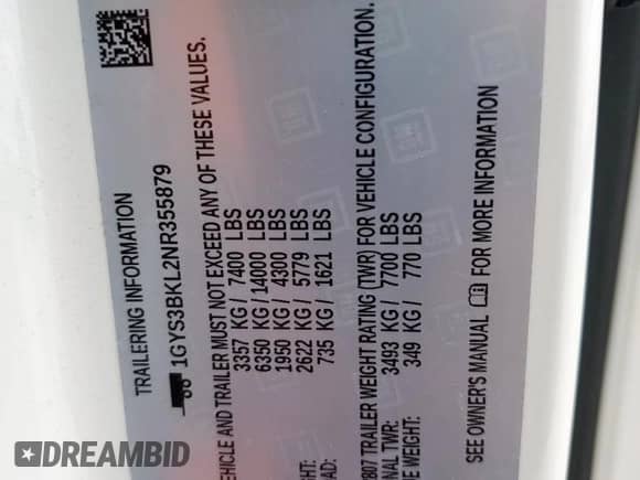 2022 Cadillac Escalade RWD Premium Luxury с VIN 1GYS3BKL2NR355879, выставлен на аукционе Copart как лот 56738155 с пробегом Не указан миль и Списание • Salvage title. История ставок и продаж доступна на DreamBid. Изображение 14.