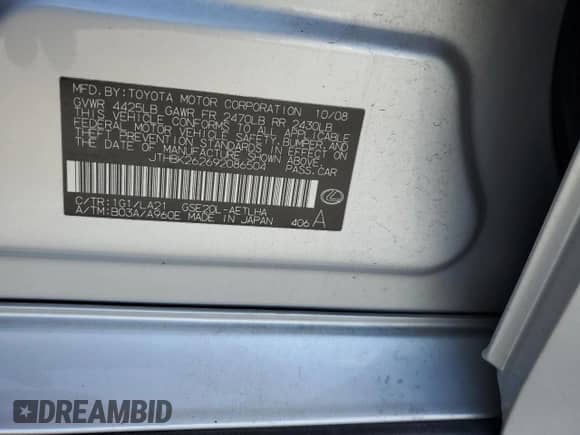 2009 Lexus IS 250 z VIN JTHBK262692086504, wystawiony jako Copart lot #83965695 z przebiegiem 160 523 mil mil oraz Szkoda całkowita • Salvage title. Historia ofert i sprzedaży dostępna na DreamBid. Obrazek 12.