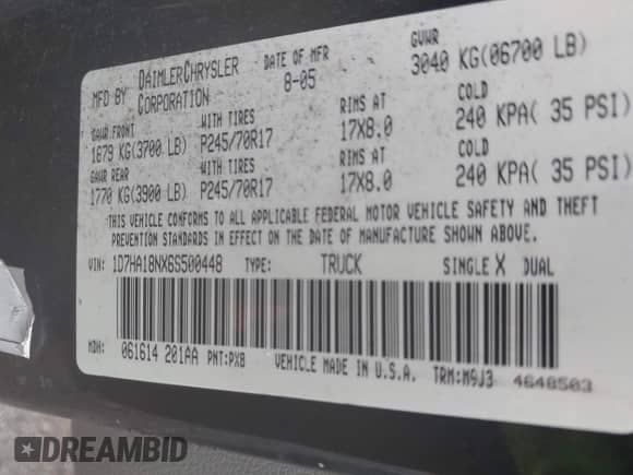 2006 Dodge 1500 SLT с VIN 1D7HA18NX6S500448, выставлен на аукционе IAAI как лот 43272250 с пробегом Не указан миль и . История ставок и продаж доступна на DreamBid. Изображение 9.