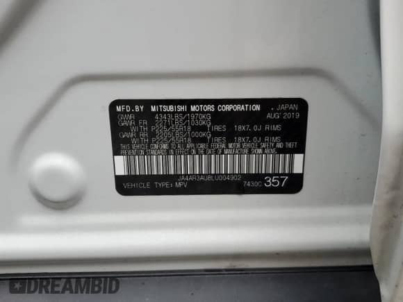 2020 Mitsubishi Outlander ES с VIN JA4AR3AU8LU004902, выставлен на аукционе Copart как лот 64939005 с пробегом Не указан миль и На запчасти • Non repairable. История ставок и продаж доступна на DreamBid. Изображение 12.