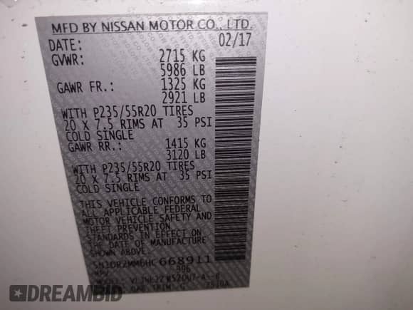 2017 Nissan Pathfinder SL z VIN 5N1DR2MM6HC668911, wystawiony jako IAAI lot #42270084 z przebiegiem 85 055 mil mil oraz . Historia ofert i sprzedaży dostępna na DreamBid. Obrazek 9.