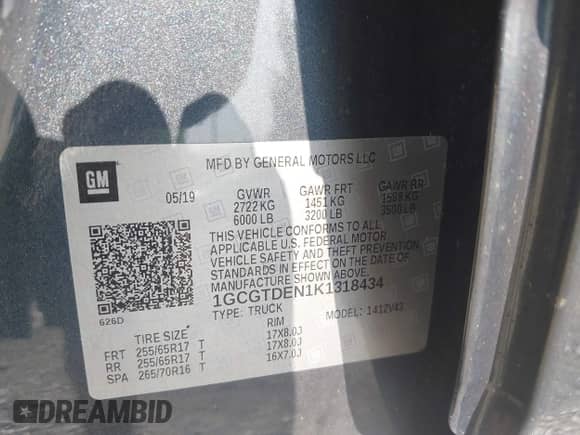 2019 Chevrolet Colorado 4WD Z71 с VIN 1GCGTDEN1K1318434, выставлен на аукционе IAAI как лот 42900355 с пробегом 89 607 миль миль и . История ставок и продаж доступна на DreamBid. Изображение 9.