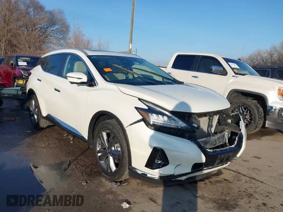 2021 Nissan Murano Platinum with VIN 5N1AZ2DS3MC138567, listed as a IAAI auction lot 41117802 with 26,943 mi miles and . Bid and sale history available at DreamBid. Image 1.