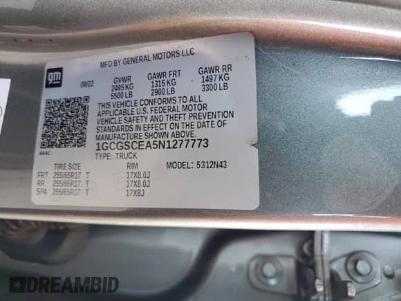 2022 Chevrolet Colorado 2WD LT с VIN 1GCGSCEA5N1277773, выставлен на аукционе Copart как лот 59751295 с пробегом 55 308 миль миль и Списание • Salvage title. История ставок и продаж доступна на DreamBid. Изображение 12.