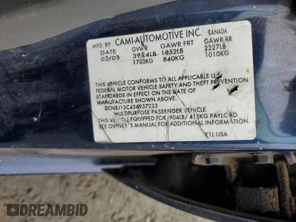 2003 Chevrolet Tracker с VIN 2CNBJ13C436937233, выставлен на аукционе Copart как лот 83109494 с пробегом 186 138 миль миль и Списание • Salvage title. История ставок и продаж доступна на DreamBid. Изображение 15.