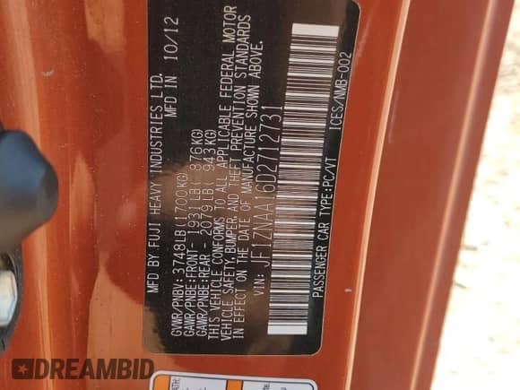 2013 Scion FR-S с VIN JF1ZNAA16D2712731, выставлен на аукционе Copart как лот 86146855 с пробегом 151 966 миль миль и Списание • Salvage title. История ставок и продаж доступна на DreamBid. Изображение 12.