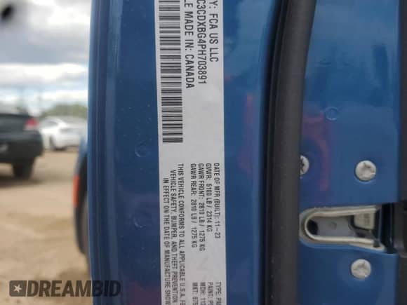 2023 Dodge Charger SXT with VIN 2C3CDXBG4PH703891, listed as a Copart auction lot 70361245 with 8,432 mi miles and Salvage title. Bid and sale history available at DreamBid. Image 12.