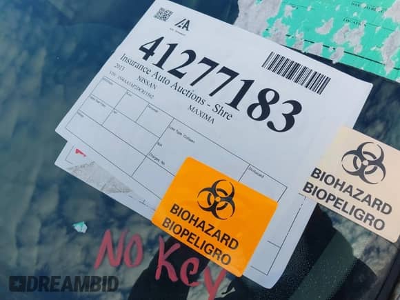 2013 Nissan Maxima S with VIN 1N4AA5AP2DC811562, listed as a IAAI auction lot 41277183 with Not provided miles and . Bid and sale history available at DreamBid. Image 5.