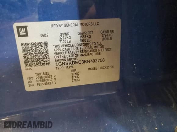 2019 Chevrolet Tahoe Commercial с VIN 1GNSKDEC3KR402758, выставлен на аукционе Copart как лот 80195965 с пробегом 119 168 миль миль и Чистый • Clean title. История ставок и продаж доступна на DreamBid. Изображение 13.