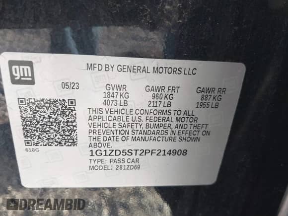 2023 Chevrolet Malibu LT с VIN 1G1ZD5ST2PF214908, выставлен на аукционе IAAI как лот 43533829 с пробегом 83 461 миль миль и . История ставок и продаж доступна на DreamBid. Изображение 9.