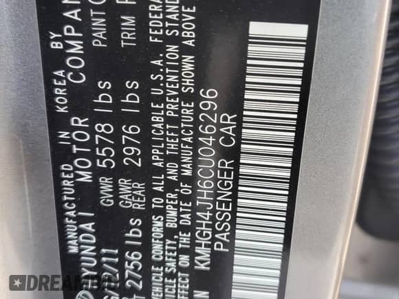 2012 Hyundai Equus Signature с VIN KMHGH4JH6CU046296, выставлен на аукционе Copart как лот 46583095 с пробегом 113 723 миль миль и Чистый • Clean title. История ставок и продаж доступна на DreamBid. Изображение 12.