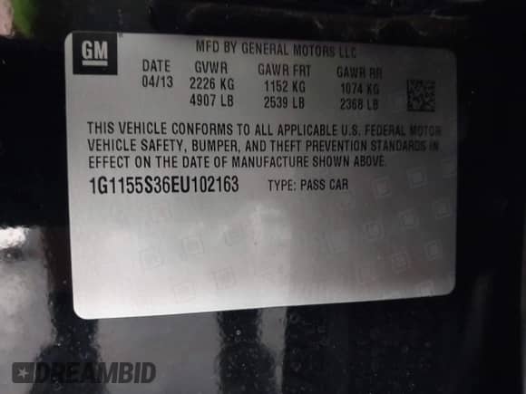 2014 Chevrolet Impala LTZ с VIN 1G1155S36EU102163, выставлен на аукционе IAAI как лот 43117009 с пробегом 156 074 миль миль и . История ставок и продаж доступна на DreamBid. Изображение 9.