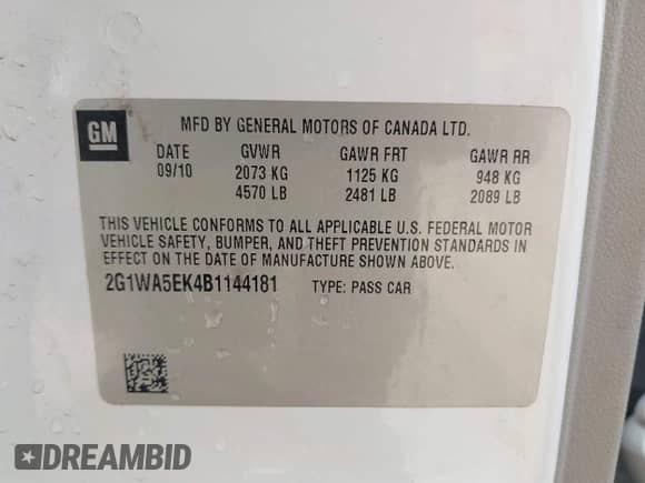 2011 Chevrolet Impala LS Retail с VIN 2G1WA5EK4B1144181, выставлен на аукционе IAAI как лот 43120909 с пробегом 157 482 миль миль и . История ставок и продаж доступна на DreamBid. Изображение 9.