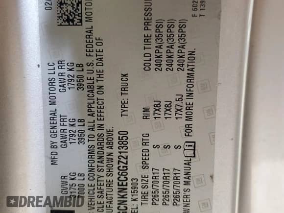 2016 Chevrolet Silverado 1500 Work Truck с VIN 1GCNKNEC6GZ213850, выставлен на аукционе Copart как лот 90990475 с пробегом 183 527 миль миль и Чистый • Clean title. История ставок и продаж доступна на DreamBid. Изображение 12.