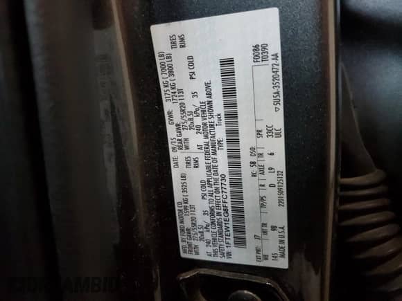 2015 Ford F-150 Platinum с VIN 1FTEW1EG8FFC77730, выставлен на аукционе Copart как лот 81213205 с пробегом 138 038 миль миль и Списание • Salvage title. История ставок и продаж доступна на DreamBid. Изображение 12.