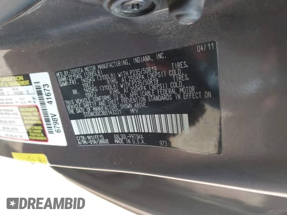 2011 Toyota Sienna SE z VIN 5TDXK3DC3BS143331, wystawiony jako IAAI lot #41758043 z przebiegiem 215 490 mil mil oraz . Historia ofert i sprzedaży dostępna na DreamBid. Obrazek 9.