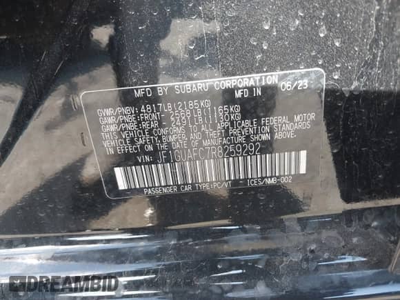 2024 Subaru Impreza Special Sports с VIN JF1GUAFC7R8259292, выставлен на аукционе IAAI как лот 43288665 с пробегом Не указан миль и . История ставок и продаж доступна на DreamBid. Изображение 9.