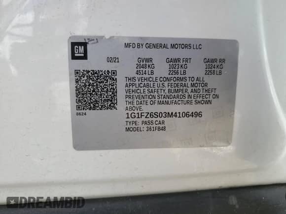 2021 Chevrolet Bolt EV Premier с VIN 1G1FZ6S03M4106496, выставлен на аукционе Copart как лот 90128125 с пробегом 48 761 миль миль и Чистый • Clean title. История ставок и продаж доступна на DreamBid. Изображение 12.