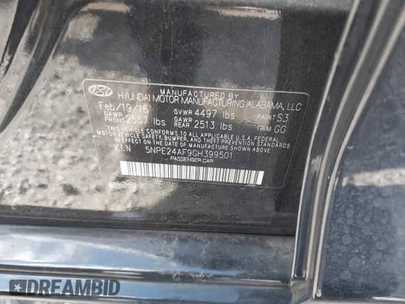 2016 Hyundai Sonata SE with VIN 5NPE24AF9GH399501, listed as a IAAI auction lot 43504671 with 118,841 mi miles and . Bid and sale history available at DreamBid. Image 9.