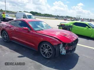 2019 Ford Mustang EcoBoost with VIN 1FA6P8TH8K5132814, listed as a IAAI auction lot 43236618 with 54,965 mi miles and . Bid and sale history available at DreamBid. Image 1.