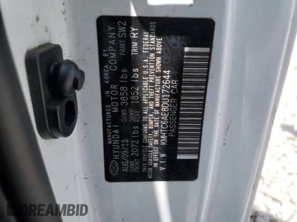 2013 Hyundai Veloster Turbo с VIN KMHTC6AE8DU172644, выставлен на аукционе Copart как лот 64363485 с пробегом 80 245 миль миль и Списание • Salvage title. История ставок и продаж доступна на DreamBid. Изображение 12.