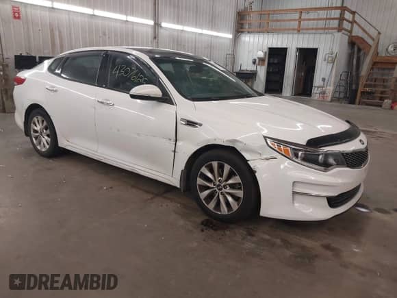 2016 Kia Optima EX with VIN 5XXGU4L32GG002132, listed as a IAAI auction lot 43076125 with 110,849 mi miles and . Bid and sale history available at DreamBid. Image 1.