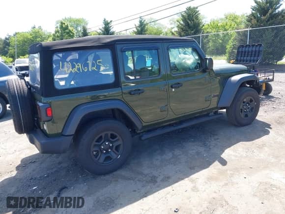 2024 Jeep Wrangler Sport S with VIN 1C4PJXDN1RW158996, listed as a IAAI auction lot 42296725 with 20,645 mi miles and . Bid and sale history available at DreamBid. Image 4.