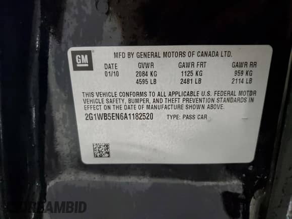 2010 Chevrolet Impala LT z VIN 2G1WB5EN6A1182520, wystawiony jako Copart lot #82576895 z przebiegiem 151 884 mil mil oraz Szkoda całkowita • Salvage title. Historia ofert i sprzedaży dostępna na DreamBid. Obrazek 12.