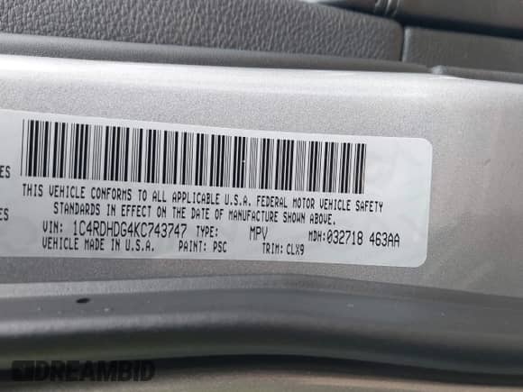 2019 Dodge Durango GT Plus with VIN 1C4RDHDG4KC743747, listed as a IAAI auction lot 42194494 with 92,492 mi miles and . Bid and sale history available at DreamBid. Image 9.