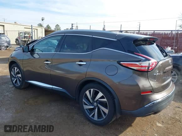 2015 Nissan Murano Platinum with VIN 5N1AZ2MGXFN243612, listed as a IAAI auction lot 41427694 with 145,902 mi miles and . Bid and sale history available at DreamBid. Image 3.