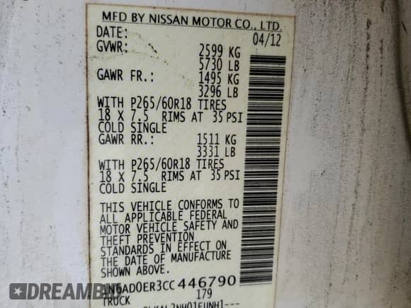 2012 Nissan Frontier SL с VIN 1N6AD0ER3CC446790, выставлен на аукционе Copart как лот 48151535 с пробегом 141 575 миль миль и Списание • Salvage title. История ставок и продаж доступна на DreamBid. Изображение 12.