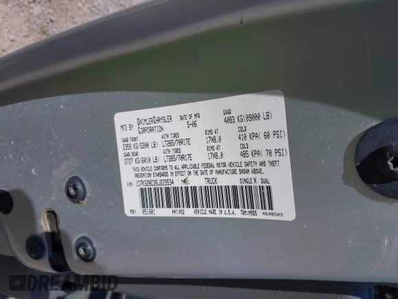 2006 Dodge 2500 ST z VIN 1D7KS28C26J223534, wystawiony jako IAAI lot #42642338 z przebiegiem 137 742 mil mil oraz . Historia ofert i sprzedaży dostępna na DreamBid. Obrazek 9.